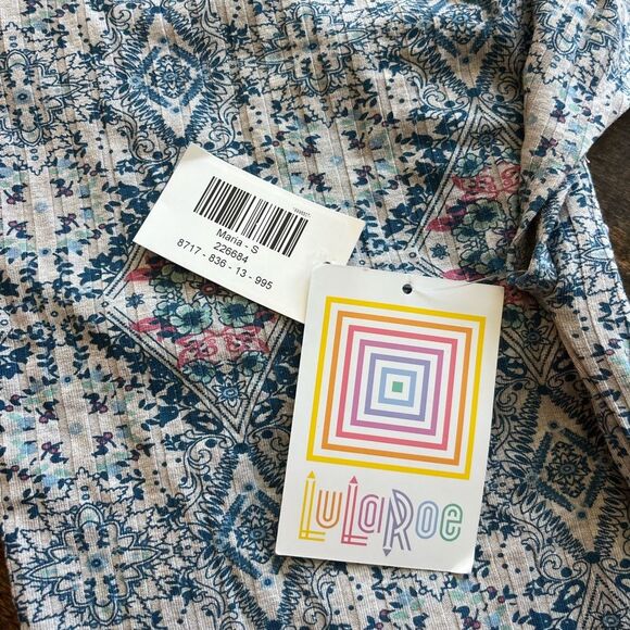 NWT LuLaRoe Maria Floral Maxi Dress Blue Gray Pink Print Sz S - Picture 6 of 7